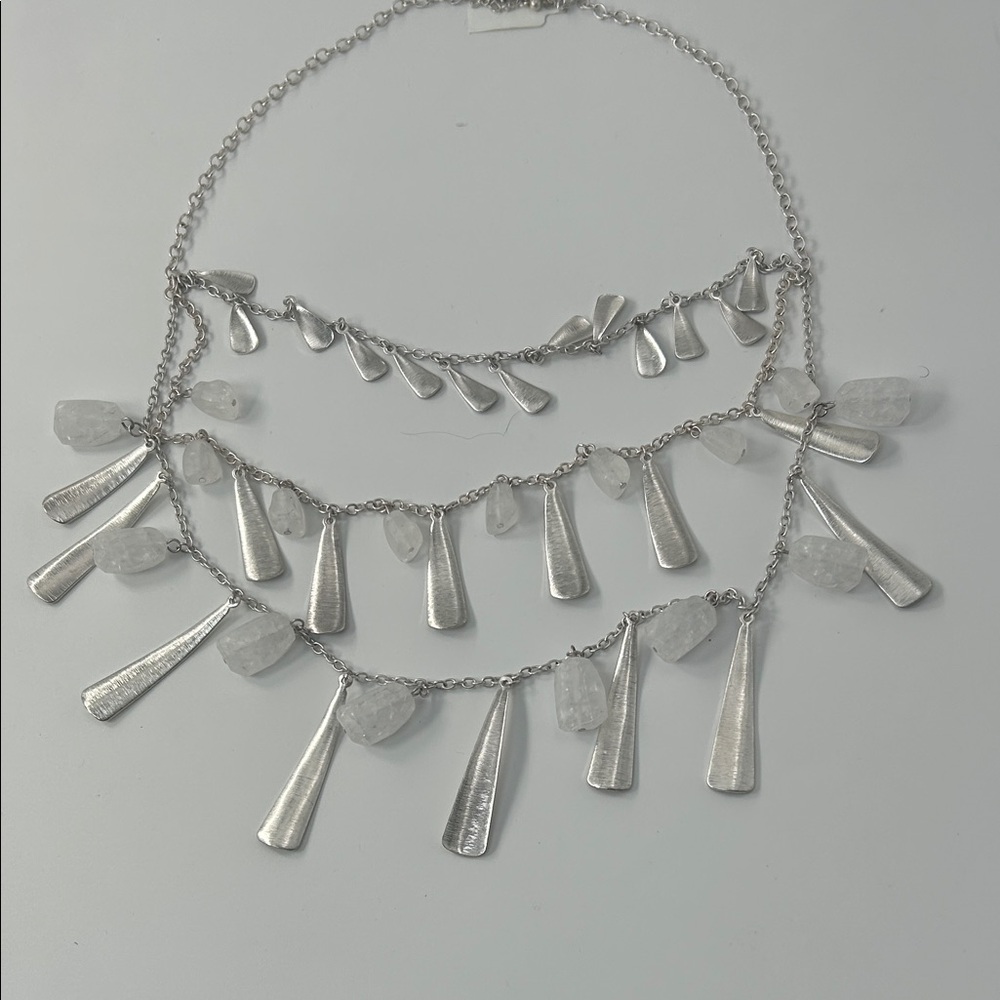 Elegant Silver Necklace with Clear Accents